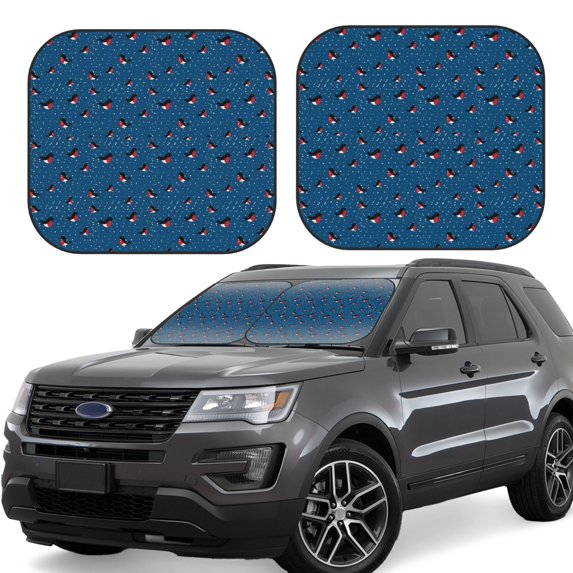 Fotbe Bullfinches 1 2-Piece Car Windshield Sun Shade | Sun Blocker for Car Windshield | Foldable Automotive Interior Accessories for Sun Protection-Large