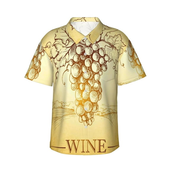 Fotbe Bunch Of Grapes Hawaiian Shirt For Men Unisex Summer Beach Casual Short Sleeve Cotton Linen Button Down Shirts-X-Large