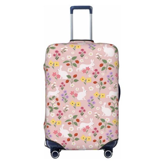 Fotbe Bunny And Flower Luggage Cover Protector,Suitcase Protector,Scratch and Dirt Resistant,Fits 18-32 Inch Luggage(without luggage)-Small