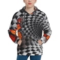 thumbnail image 1 of Fotbe Butterflies Optical Illusion Pattern Youth Pullover Hooded Sweatshirt, Boys Hoodie, Kangaroo Pocket Hoodie for Kids Girls -Small, 1 of 6