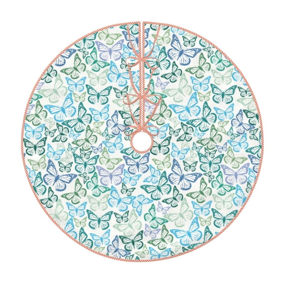 Fotbe Butterflies Pattern Christmas Tree Skirt, Tree Skirts Plush Christmas Decorations, Christmas Tree Skirts Xmas Decorations Holiday Party Decor-36"