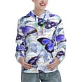 thumbnail image 1 of Fotbe Butterflies Pattern Womens Long Sleeve Hoodie, Pullover Hooded Sweatshirt, Kangaroo Pocket Hoodie with Eye-catching Drawstrings-Medium, 1 of 7
