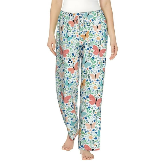 Fotbe Butterflies Women's Pajama Pants,Sleepwear Pants,Pj Bottoms Drawstring And Pockets-X-Large