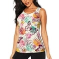thumbnail image 1 of Fotbe Butterflies and Roses Womens Loose Fit Casual Flowy Slim-Fit Tank Tops Athletic Round Neck Trendy Sleeveless Summer Tops for Gym and Yoga-Small, 1 of 9
