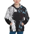 thumbnail image 1 of Fotbe Butterfly Angel Wings Art Pattern Youth Pullover Hooded Sweatshirt, Boys Hoodie, Kangaroo Pocket Hoodie for Kids Girls -Large, 1 of 6