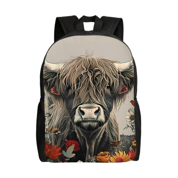 Fotbe Butterfly Cow With Flowers Travel Laptop Backpack, Business Slim Sturdy Laptops Backpack, Water Resistant College School Computer Bag Gift for Men & Women Fits 15.6 Inch Notebook