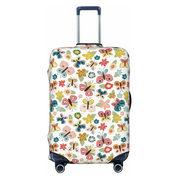 Fotbe Butterfly Flowers Luggage Cover Protector,Suitcase Protector,Scratch and Dirt Resistant,Fits 18-32 Inch Luggage-X-Large