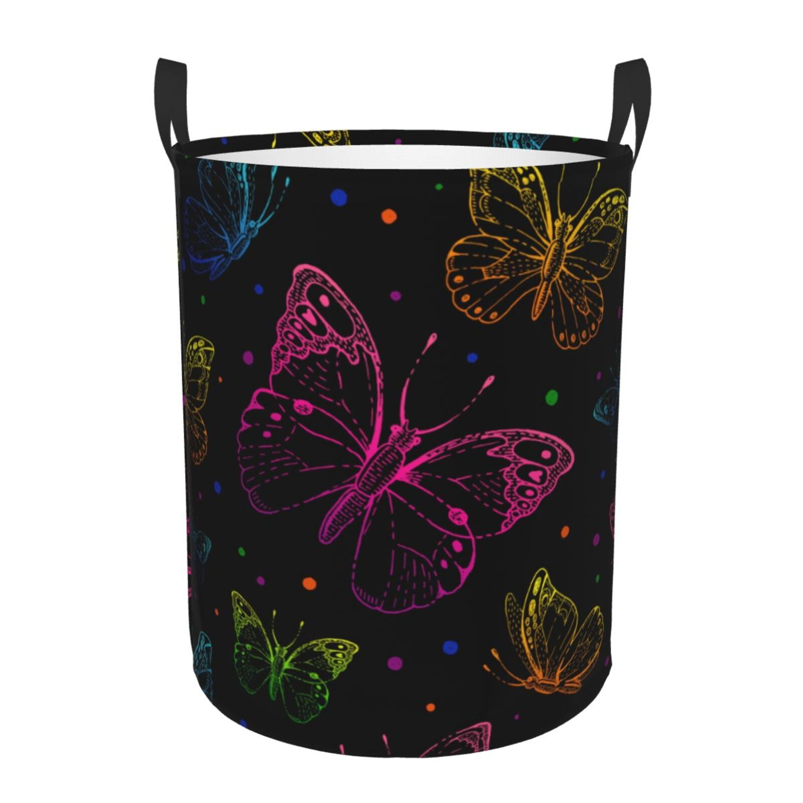 Red and Blue Butterfly Print Laundry Basket