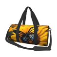 Fotbe Butterfly On Sunflower Pattern Foldable Sports Gym Bag with Wet