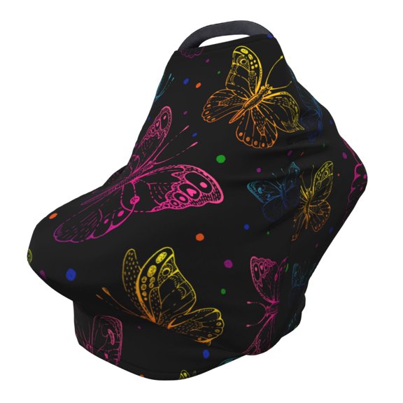 Fotbe Butterfly Pattern Car Seat Covers for Babies, Nursing Breastfeeding Cover Infant Carseat Canopy, Soft Stretchy Carrier Cover