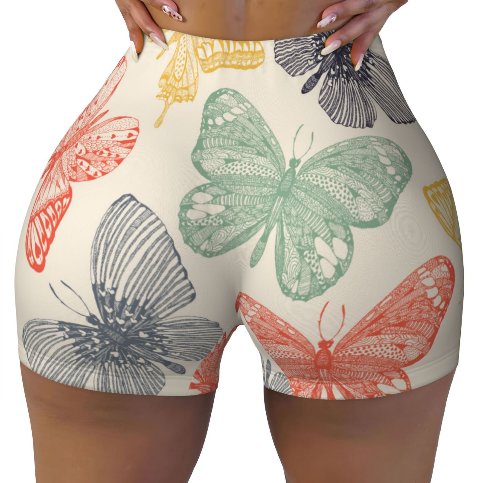 Fotbe Butterfly Seamless Shorts, Womens Workout Shorts High Waist