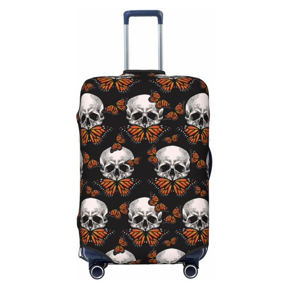 Fotbe Butterfly Skull Luggage Cover Protector,Suitcase Protector,Scratch and Dirt Resistant,Fits 18-32 Inch Luggage-Small