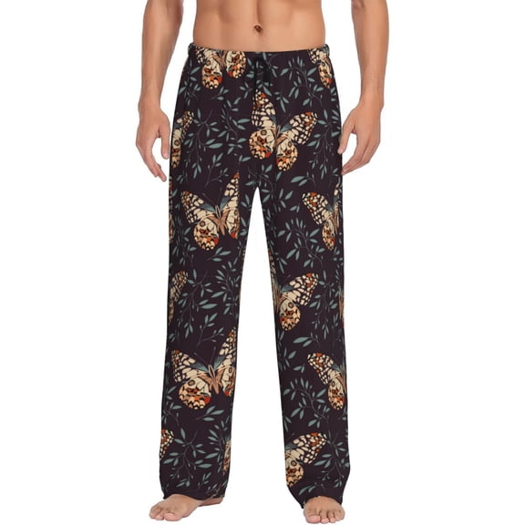 Fotbe Butterfly1 Men's Pajama Pants,Sleepwear Pants,Pj Bottoms Drawstring And Pockets-Large