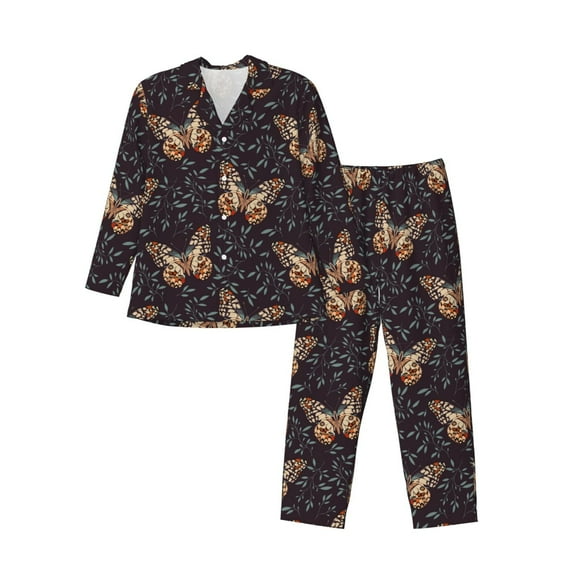Fotbe Butterfly1 Pattern Long Sleeve Pajama Set for Men,Sleepwear Set,2-piece Loungewear Set,Soft PJs Comfy Nightwear with Pockets-Medium