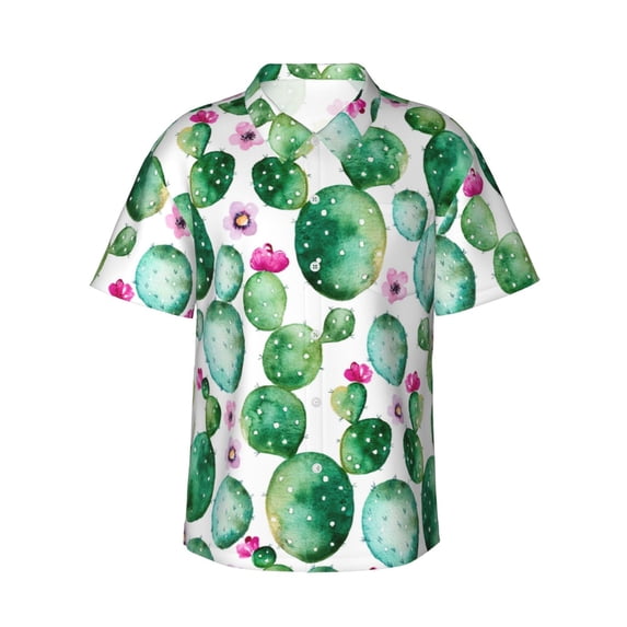 Fotbe Cactus Plants Hawaiian Shirt For Men Unisex Summer Beach Casual Short Sleeve Cotton Linen Button Down Shirts-Xx-Large
