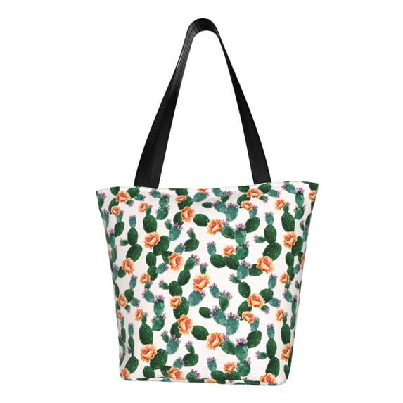 Fotbe Cactuses Pattern Beach Tote,Shoulder Handbag,Spacious Tote Bag,Lightweight Travel Bag,Versatile Shopping Bag