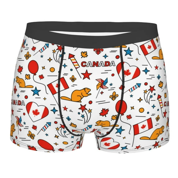 Fotbe Canada Day Men’s Total Support Pouch Boxer Briefs, X-Temp Cooling, Moisture-Wicking Underwear, Regular, Long-leg and Trunk-Small