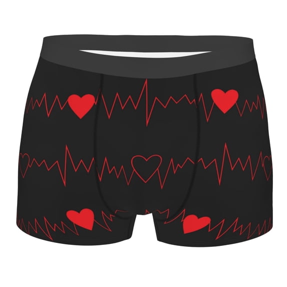 Fotbe Cardiogram and Heart Men’s Total Support Pouch Boxer Briefs, X-Temp Cooling, Moisture-Wicking Underwear, Regular, Long-leg and Trunk-Medium