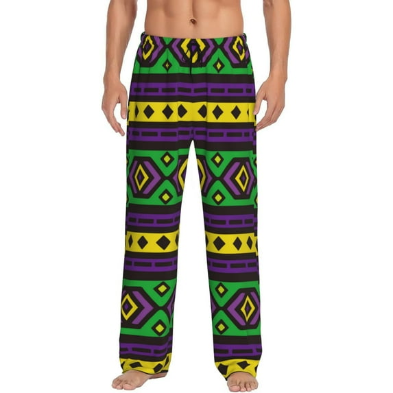 Fotbe Carnival Mardi Gras Men's Pajama Pants,Sleepwear Pants,Pj Bottoms Drawstring And Pockets-Large