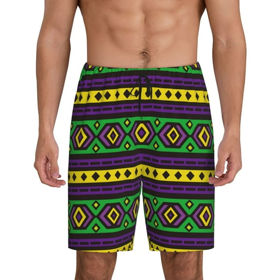 Fotbe Carnival Mardi Gras Pajama Shorts for Men, Men's Pajama Bottoms, Sleepwear,Short Pajama Pants-Large