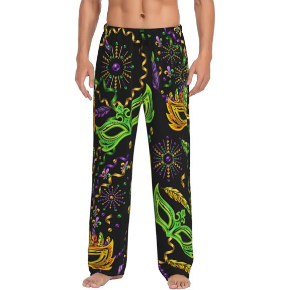 Fotbe Carnival Mardi Gras3 Men's Pajama Pants,Sleepwear Pants,Pj Bottoms Drawstring And Pockets-XX-Large