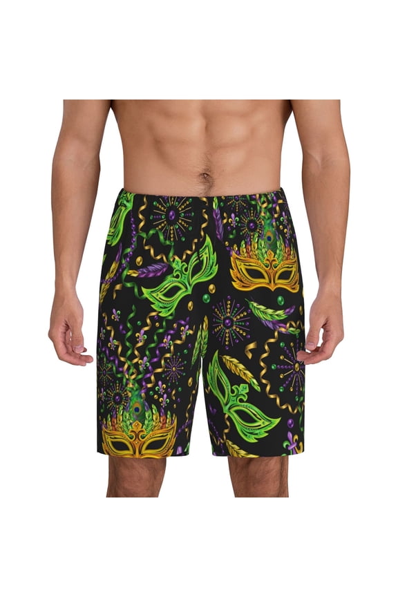 Carnival Mardi Gras3 Pajama Shorts for Men, Men's Pajama Bottoms, Sleepwear,Short Pajama Pants-