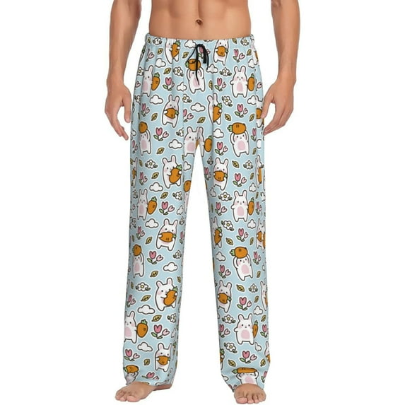 Fotbe Carrot Rabbit Men's Pajama Pants,Sleepwear Pants,Pj Bottoms Drawstring And Pockets-Large