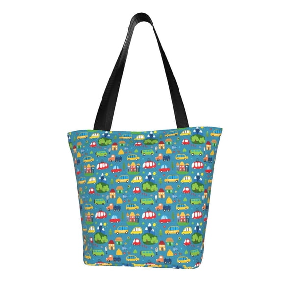 Fotbe Cars Transportation Pattern Beach Tote,Shoulder Handbag,Spacious Tote Bag,Lightweight Travel Bag,Versatile Shopping Bag