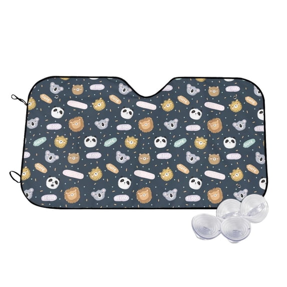 Fotbe Cartoon Animals Car Windshield Sunshade | Sun Visor Protector Front Window Shade, Keeps Out UV Rays, Keeps Your Vehicle Cool-Medium