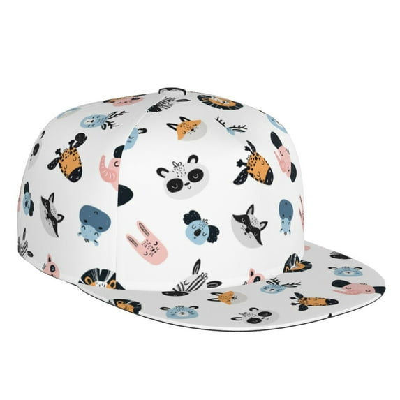 Fotbe Cartoon Animals Flat Bill Visor Cap Classic Snapback Hat Polyester Foam Trucker Hat Trucker Cap Adjustable Baseball Cap