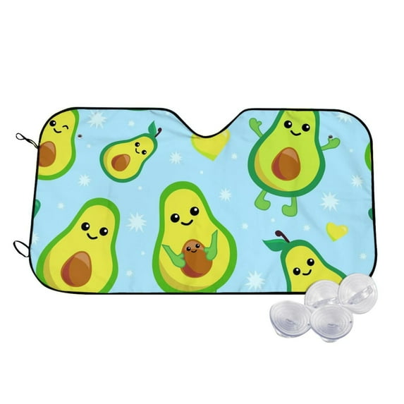 Fotbe Cartoon Avocado Car Windshield Sunshade | Sun Visor Protector Front Window Shade, Keeps Out UV Rays, Keeps Your Vehicle Cool-Medium