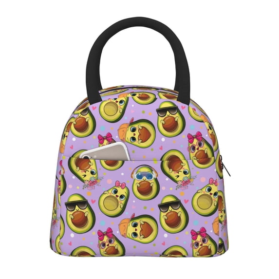 Fotbe Cartoon Avocados Pattern Lunch Bag, Insulated Lunch Box, Small Leakproof Cooler Food Lunch Containers Reusable High Capacity Lunch Tote Bags for Work, Travel, Outdoor