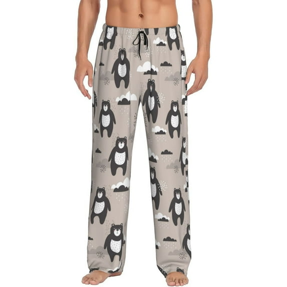 Fotbe Cartoon Bear Brown Men's Pajama Pants,Sleepwear Pants,Pj Bottoms Drawstring And Pockets-Medium