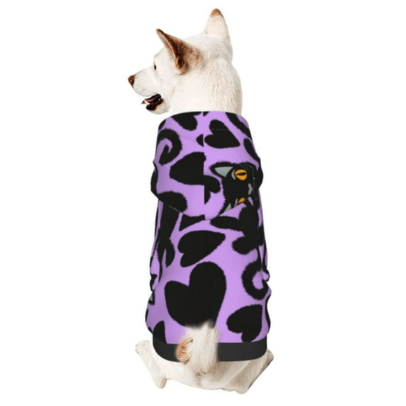 Fotbe Cartoon Black Cats Print Small Dog Sweater Hoodies Pet Grey Hooded Soft Fleece Sweatshirts with Pocket Fall Winter Puppy Cat Sweaters Warm Clothes-X-Small