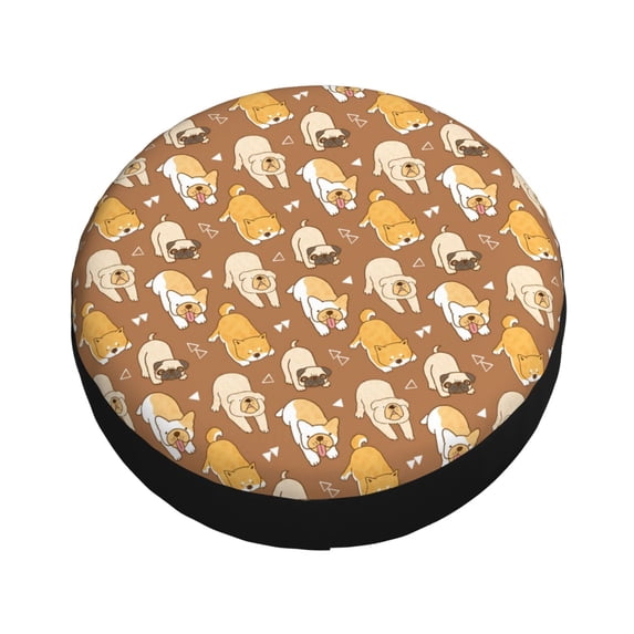 Fotbe Cartoon Bulldog Spare Tire Cover Thickening Universal Fit for Jeep, Trailer, RV, SUV, Truck, Tough Tire Wheel Soft Cover-14 inch