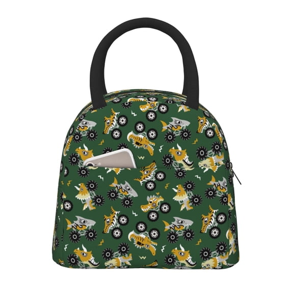 Fotbe Cartoon Car Pattern Lunch Bag, Insulated Lunch Box, Small Leakproof Cooler Food Lunch Containers Reusable High Capacity Lunch Tote Bags for Work, Travel, Outdoor