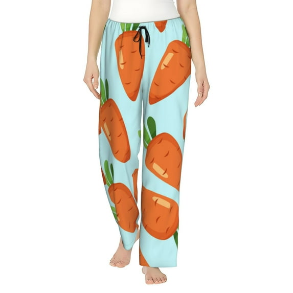Fotbe Cartoon Carrot Women's Pajama Pants,Sleepwear Pants,Pj Bottoms Drawstring And Pockets-Medium