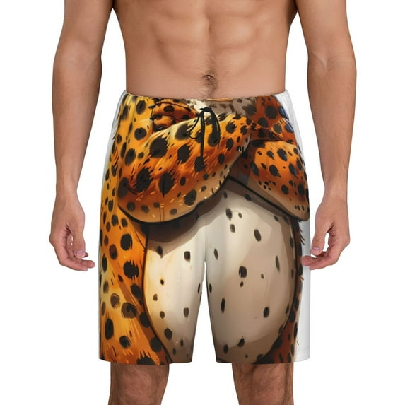 Fotbe Cartoon Cheetah With Attitude Pajama Shorts for Men, Men's Pajama Bottoms, Sleepwear,Short Pajama Pants-Small