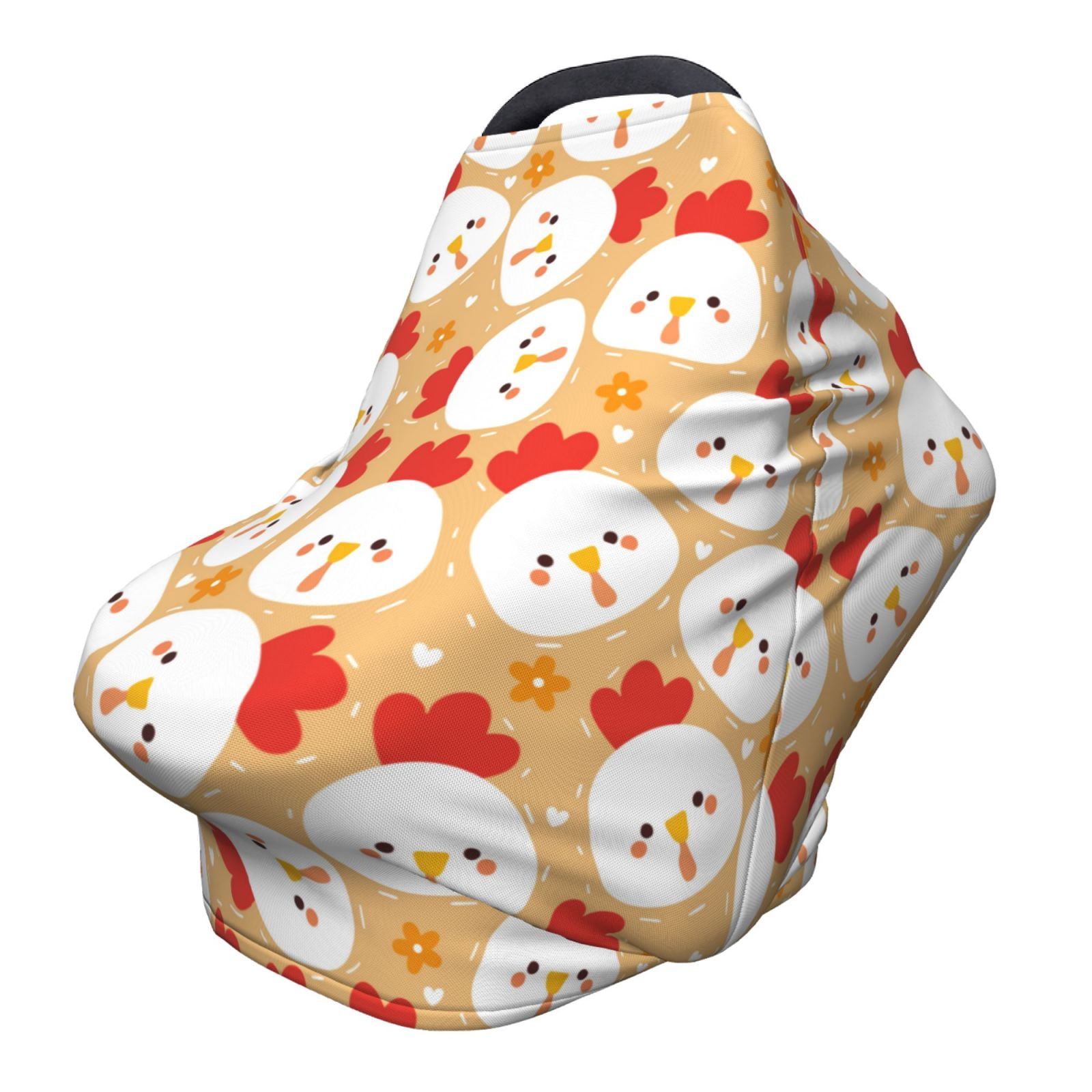 Fotbe Cartoon Chicken Pattern Car Seat Covers for Babies, Nursing Breastfeeding Cover Infant Carseat Canopy, Soft Stretchy Carrier Cover