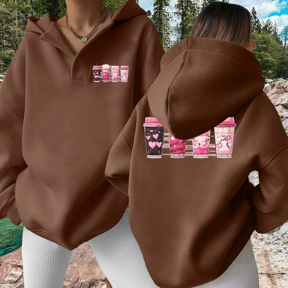 And Winter Fashionable Sweet Tube Printed Women's Hooded Sweatshirt Without Pockets Womens Sweatshirts Women's Hooded Sweatshirt Womens Sweatshirt Hoodie Lightweight Sweatshirts for Women Hoodies Warm