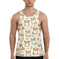 thumbnail image 1 of Fotbe Cartoon Corgi Pattern Men's Quick Dry Workout Tank Top Gym Muscle Tee Fitness Bodybuilding Sleeveless T Shirt Breathable Workout Shirt-3X-Large, 1 of 9