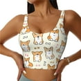 thumbnail image 1 of Fotbe Cartoon Corgi Pattern Womens' Sports Bra Longline Wirefree Padded with Medium Support Sports Moisture-Wicking Workou Vest,Tank Top-Small, 1 of 9