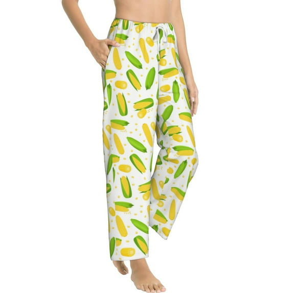 Fotbe Cartoon Corn Women's Pajama Pants,Sleepwear Pants,Pj Bottoms Drawstring And Pockets-XX-Large