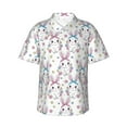 thumbnail image 1 of Fotbe Cartoon Cute Rabbit Hawaiian Shirt for Men Unisex Summer Beach Casual Short Sleeve Cotton Linen Button Down Shirts-Small, 1 of 9