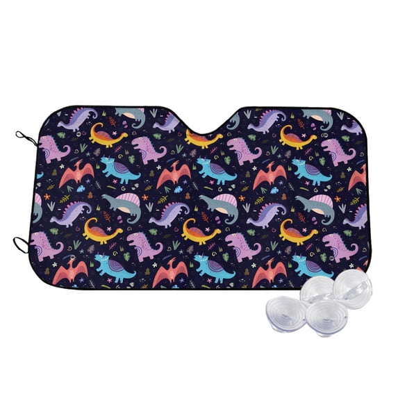 Fotbe Cartoon Dinosaur Car Windshield Sunshade | Sun Visor Protector Front Window Shade, Keeps Out UV Rays, Keeps Your Vehicle Cool-