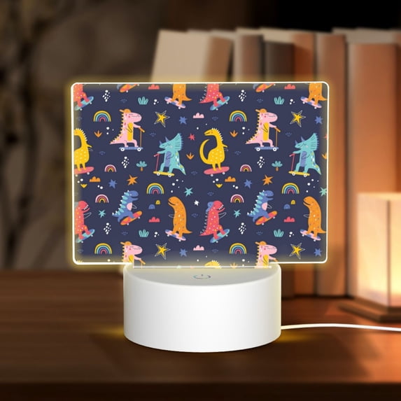 Fotbe Cartoon Dinosaur Pattern Acrylic Night Light Gift with 3 Color ModesTouch-Sensitive LED Lamp Perfect Gift for Mother's Day, Birthday, or Christmas