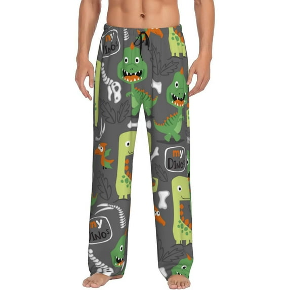 Fotbe Cartoon Dinosaurs Men's Pajama Pants,Sleepwear Pants,Pj Bottoms Drawstring And Pockets-X-Large