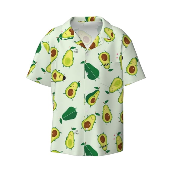 Fotbe Cartoon Fruit print Short Sleeve Button Down Shirts for Men Casual Summer Beach Wrinkle Free Shirt-Medium