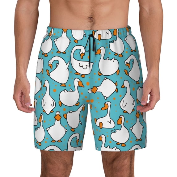 Fotbe Cartoon Funny Goose Men’s Swim Trunks Quick Dry Swim Shorts Board Shorts with Mesh Lining-X-Large