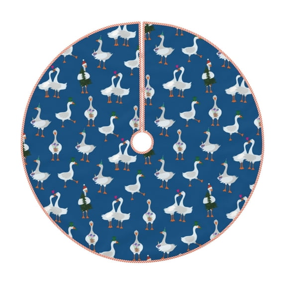 Fotbe Cartoon Geese With Xmas Pattern Christmas Tree Skirt, Tree Skirts Plush Christmas Decorations, Christmas Tree Skirts Xmas Decorations Holiday Party Decor-30"